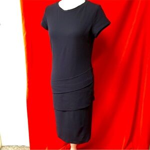 Brunello Cucinelli short sleeve sheath dress with layers black size m